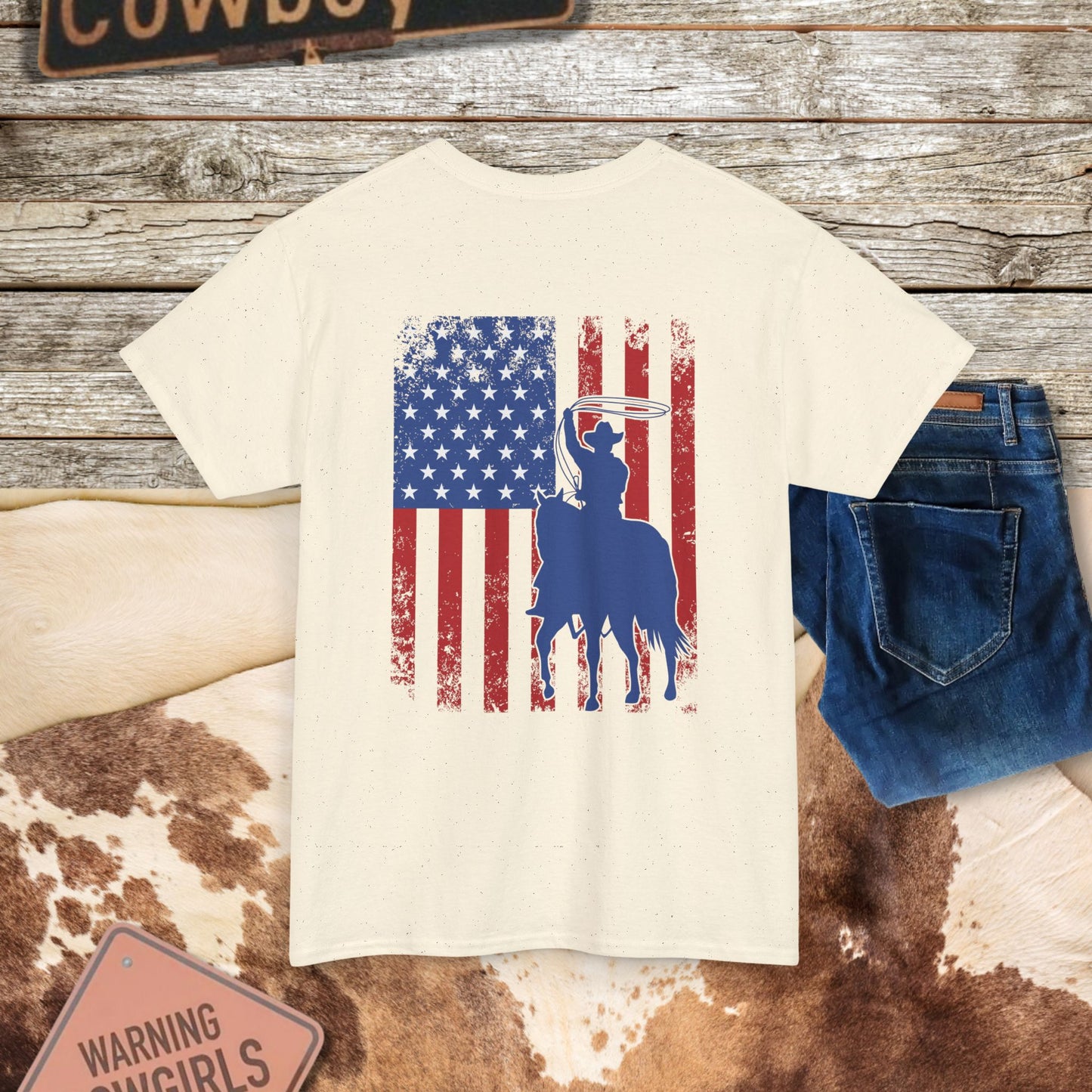Vintage Cowboy Country Flag T-Shirt