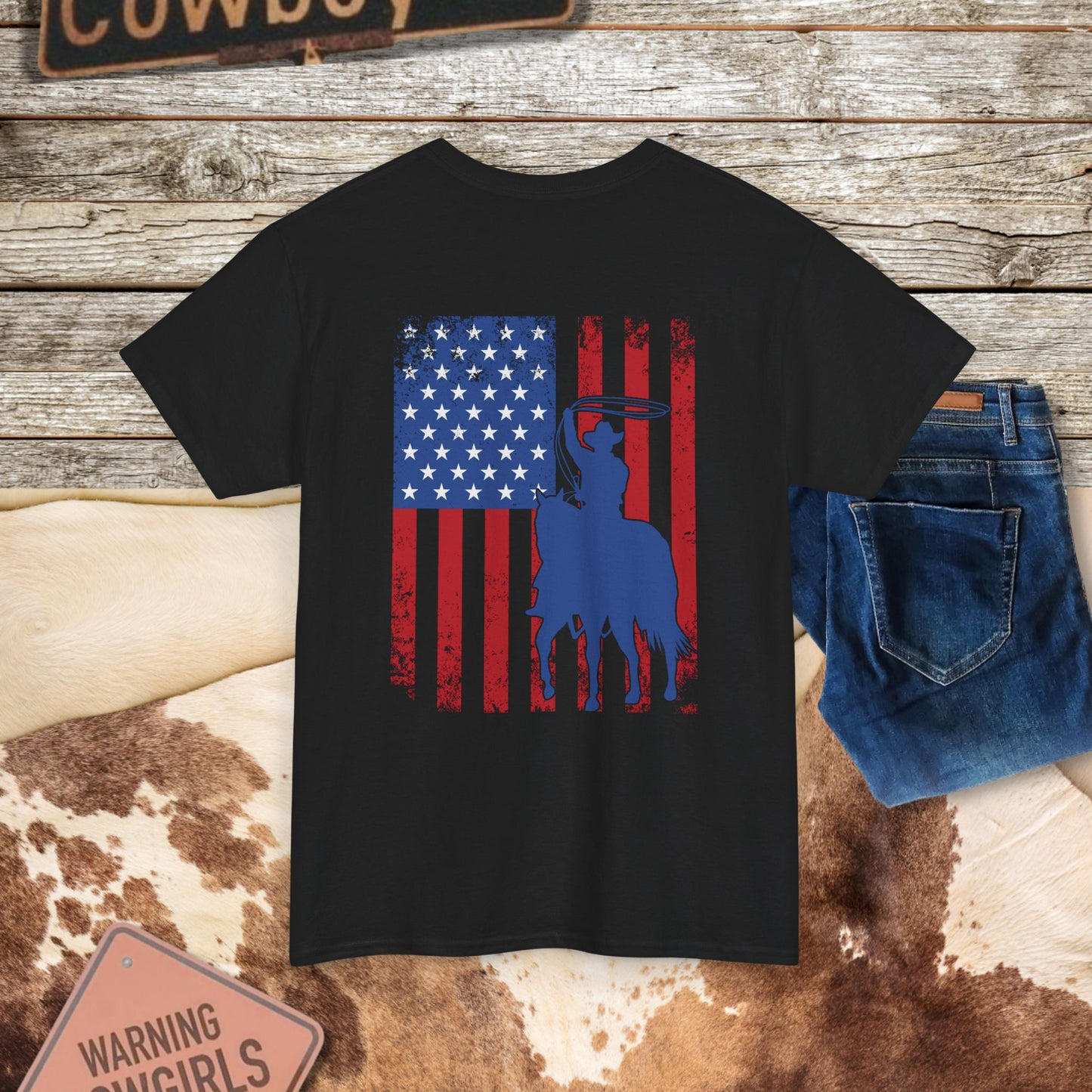 Vintage Cowboy Country Flag T-Shirt
