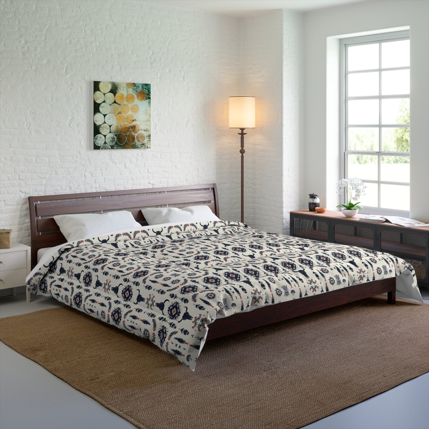 Western Aztec Bull Skull Comforter