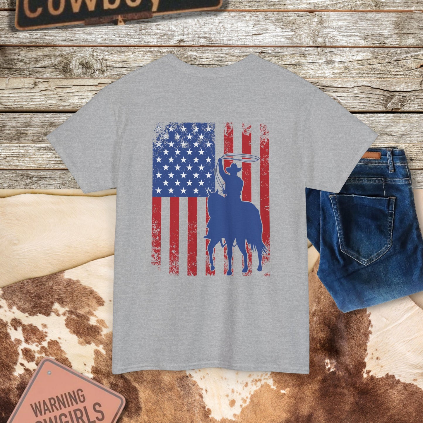 Vintage Cowboy Country Flag T-Shirt