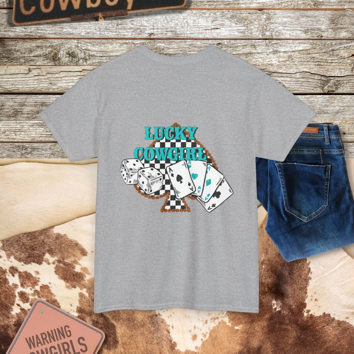 Lucky Cowgirl Tee - Perfect for Gamblers and Western Enthusiasts