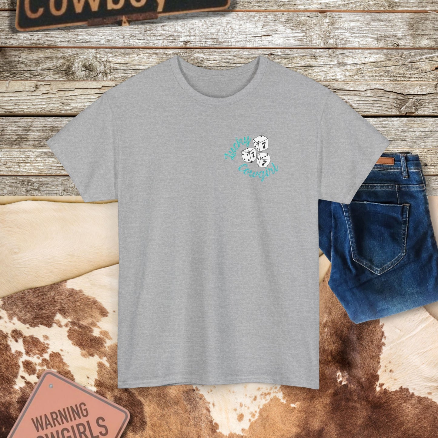 Lucky Cowgirl Tee - Perfect for Gamblers and Western Enthusiasts