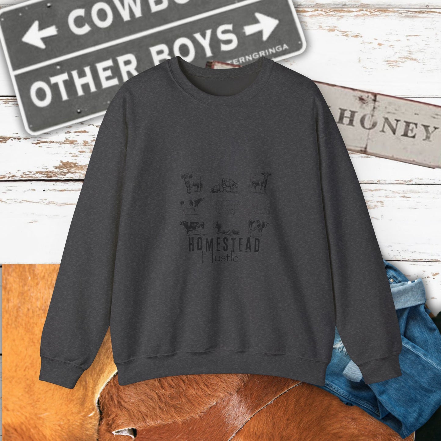 Homestead Hustle Crewneck Cozy Farmhouse Style