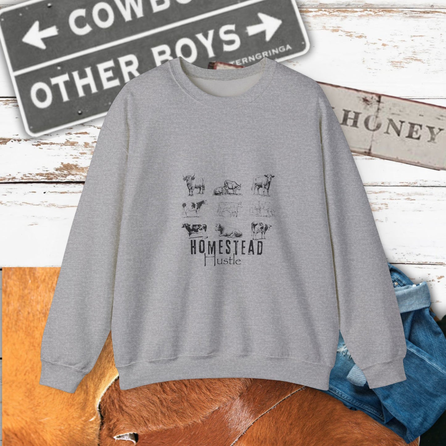 Homestead Hustle Crewneck Cozy Farmhouse Style