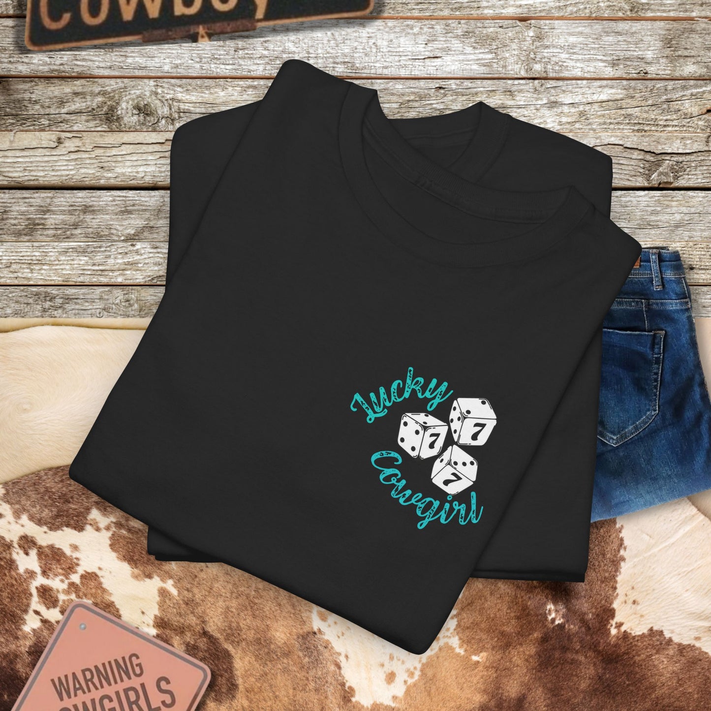 Lucky Cowgirl Tee - Perfect for Gamblers and Western Enthusiasts