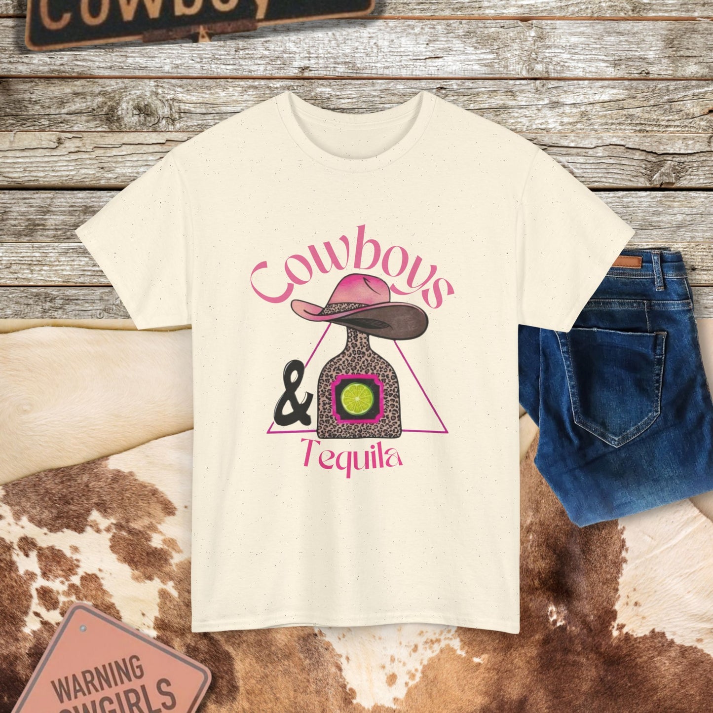 Cowboys & Tequila Tee - Fun Western T-Shirt for Casual Wear