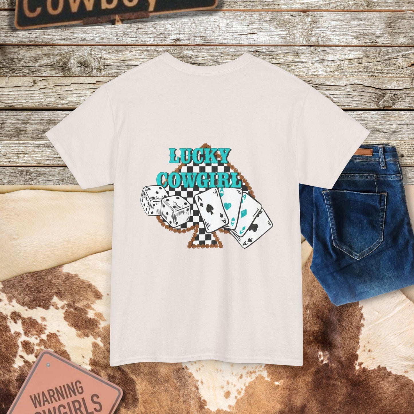 Lucky Cowgirl Tee - Perfect for Gamblers and Western Enthusiasts