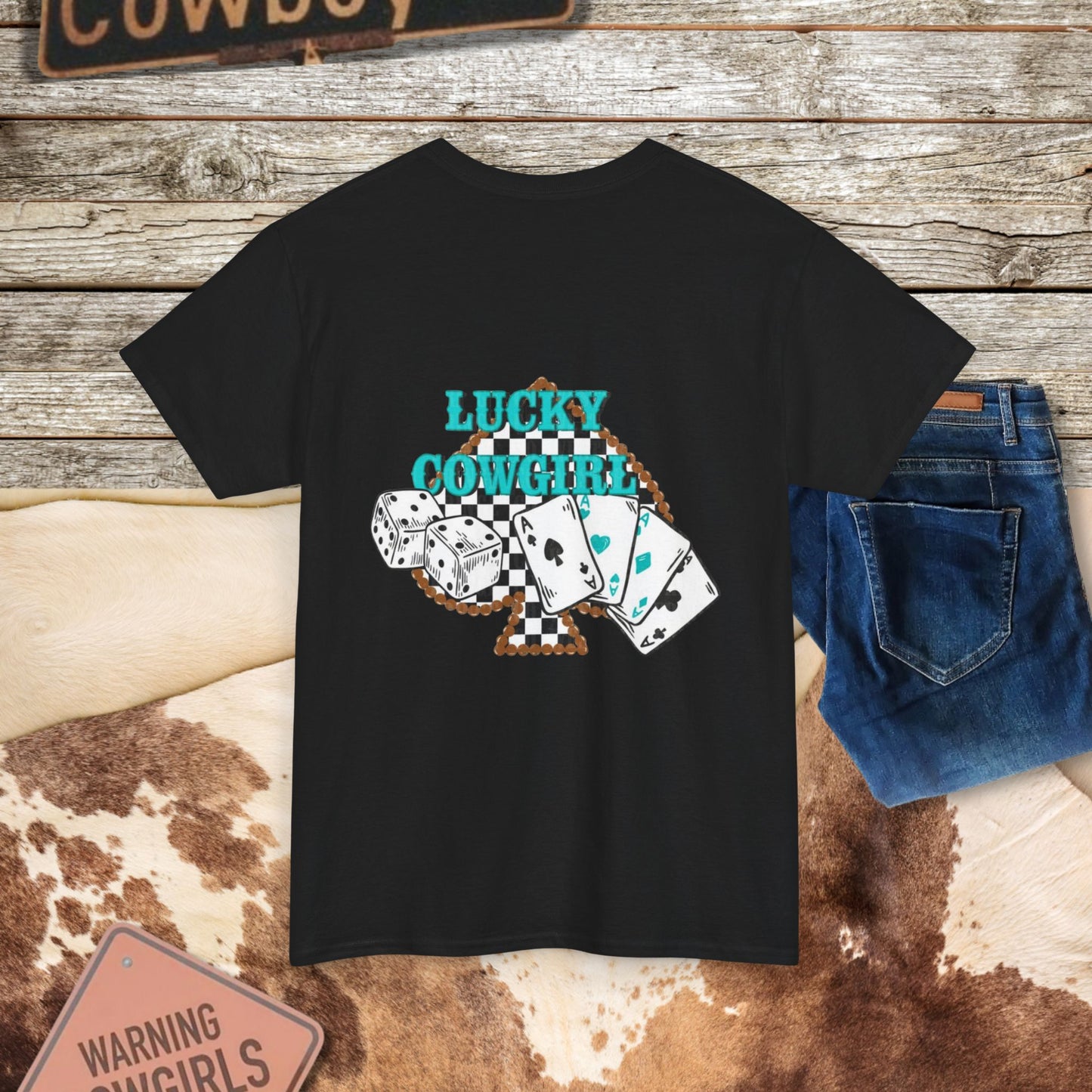 Lucky Cowgirl Tee - Perfect for Gamblers and Western Enthusiasts