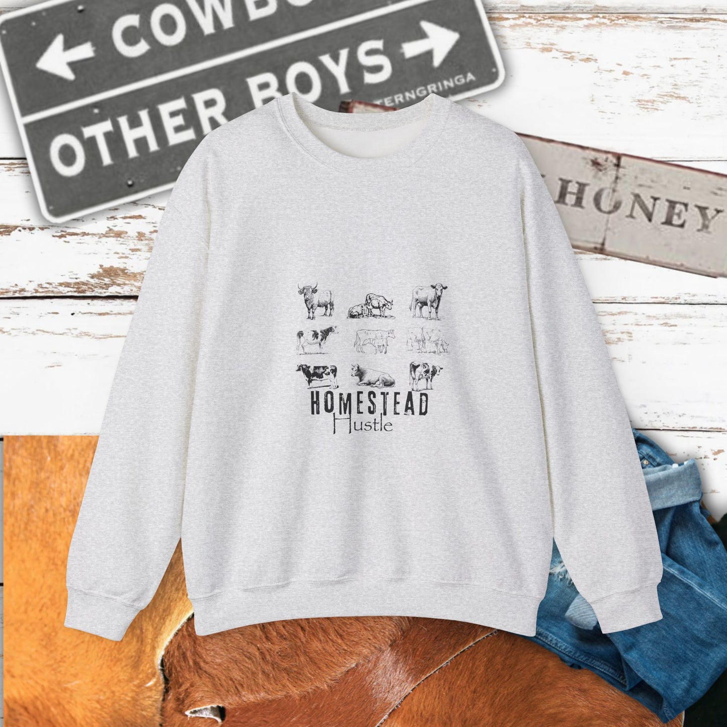 Homestead Hustle Crewneck Cozy Farmhouse Style