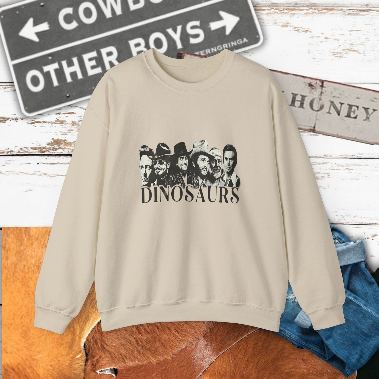 Country Vintage Dinosaurs Crewneck