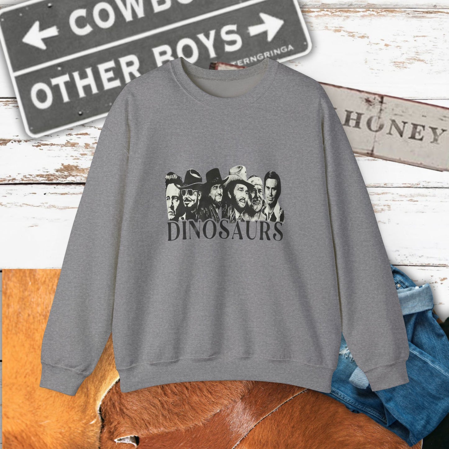 Country Vintage Dinosaurs Crewneck