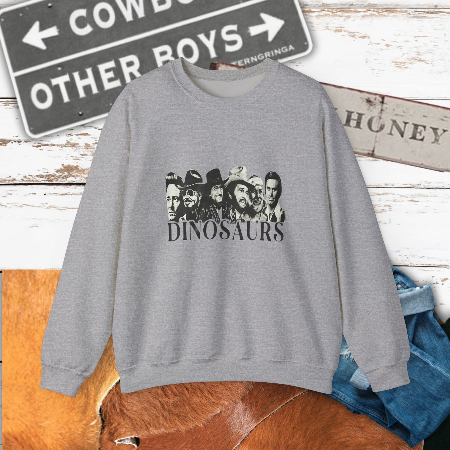 Country Vintage Dinosaurs Crewneck